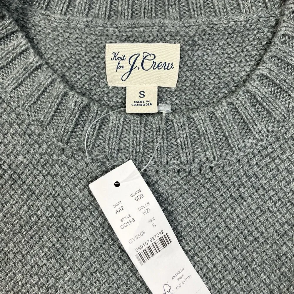 J Crew Sweater Mens S Gray Crewneck Premium Basket-stitch Cotton Layering